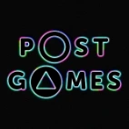 Post Games logo with neon-style lettering on black background