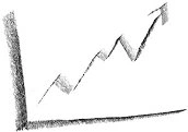 A pencil sketch of a line graph with an upward-trending zigzag arrow, indicating growth or improvement over time. The chart features a vertical and horizontal axis with the line gradually rising toward the top right corner.